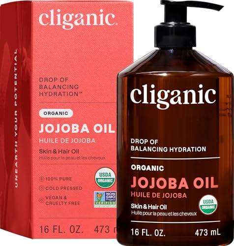 Cliganic Organic Jojoba Oil 16oz with Pump, 100% Pure | Bulk, Moisturizing Oil for Face, Hair, Skin & Nails | Natural Cold Pressed Beauty and Personal Care Cliganic Default Title