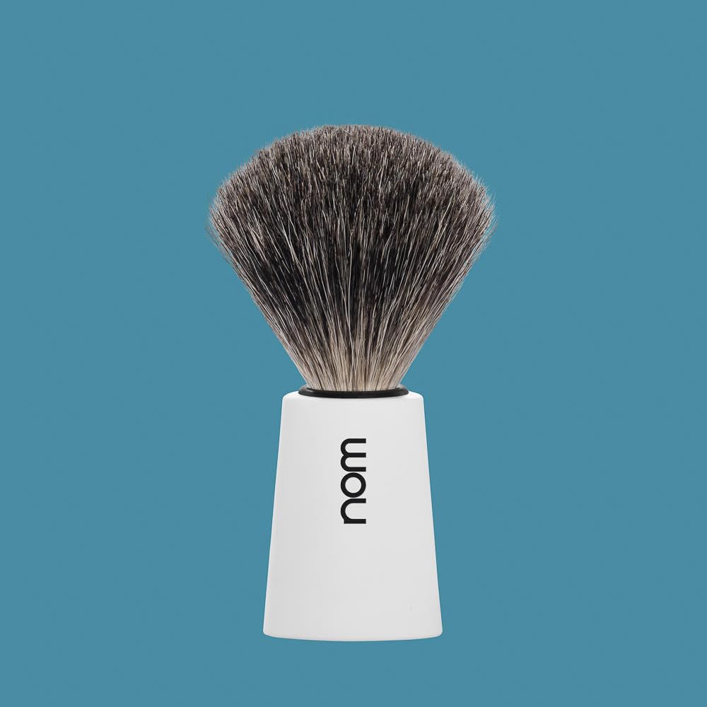 NOM Carl Shaving Brush - Pure Badger Shave Brush for Shaving soaps and creams - Exfoliating Shaving Brush - White handle Beauty and Personal Care MÜHLE