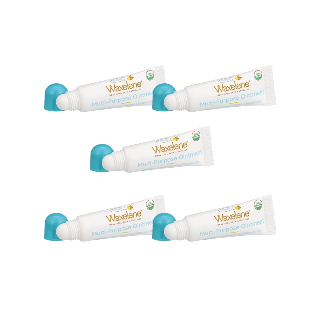 Waxelene Original Organic Multipurpose Ointment Lip Tube Pack of 5, Best Lip Balm Ever Baby Eczema Chapped Dry Sensitive Skin Body Hand Face Beauty & Personal Care Waxelene