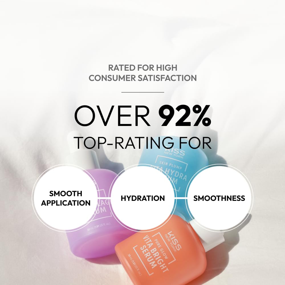KISS NEW YORK Vita Hydra Serum for Face 1.01 Fl Oz, Hydrating Serum with Hyaluronic Acid, Ceramide, Niacinamide for Strong Skin Barrier & Plump Skin Beauty & Personal Care Kiss