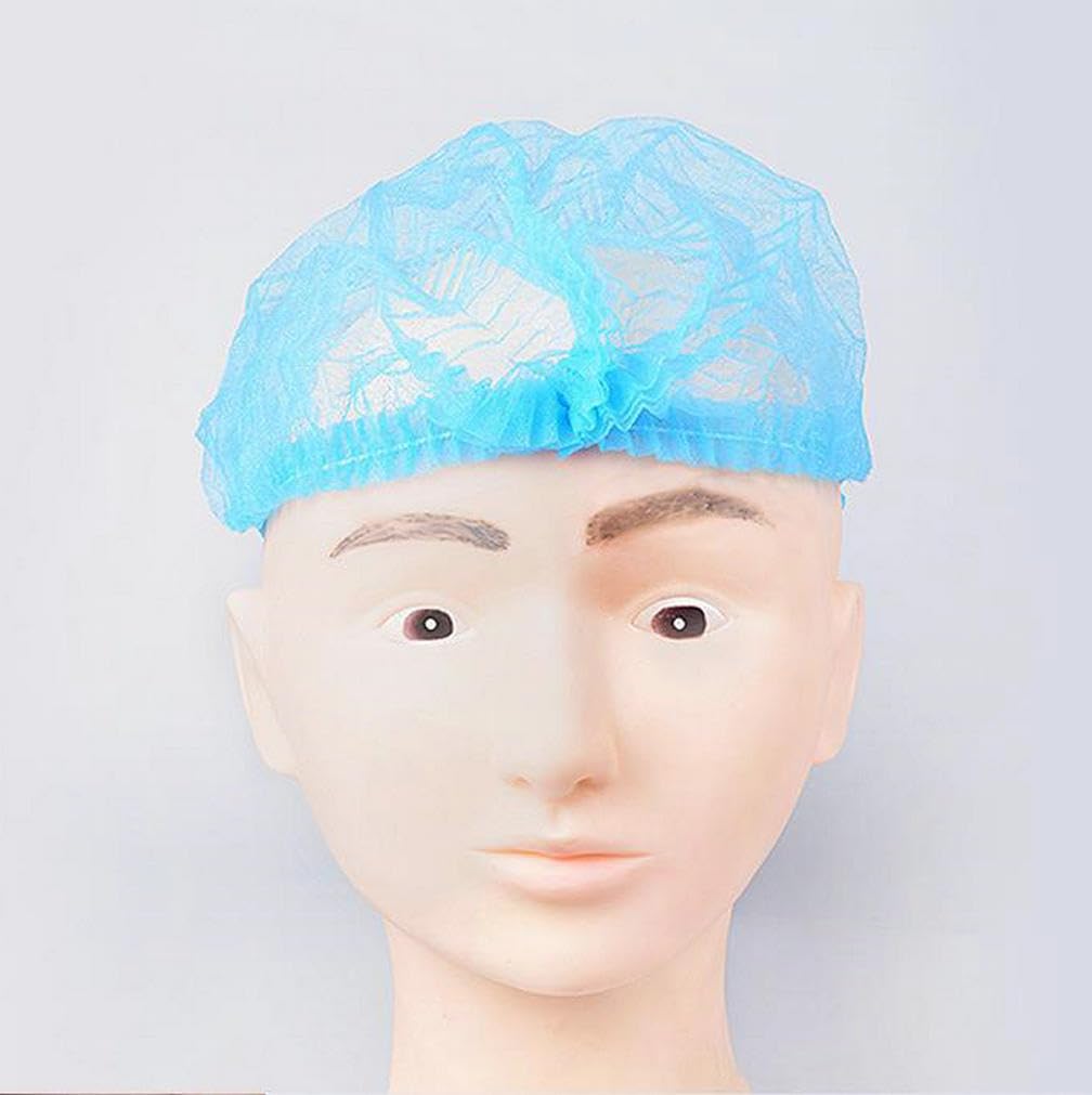 HOTWE Disposable Non-woven Caps, 100pcs Blue Elastic Hair Net for Catering, Salon, Spa, Shower, Bouffant Cap Head Cover for Labs, Workshop, Nursing Beauty and Personal Care HOTWE