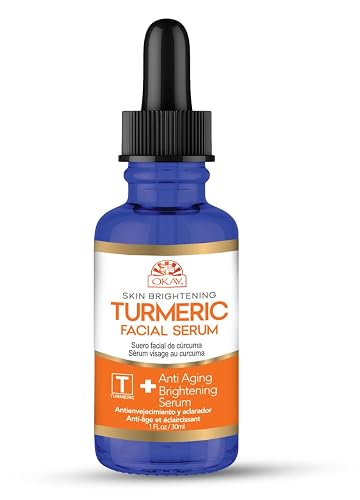 Okay Pure Naturals Turmeric Skin Brightening Facial Serum 1 oz - Vitamin C & Turmeric Glow Boosting Serum for Uneven Tone, Dark Spots & Radiant Skin Beauty & Personal Care OKAY