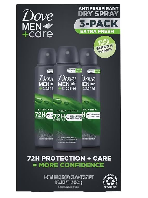 Dove Men+Care Antiperspirant Deodorant Dry Spray - Extra Fresh, 3 pk./3.8 oz. Beauty and Personal Care Dove