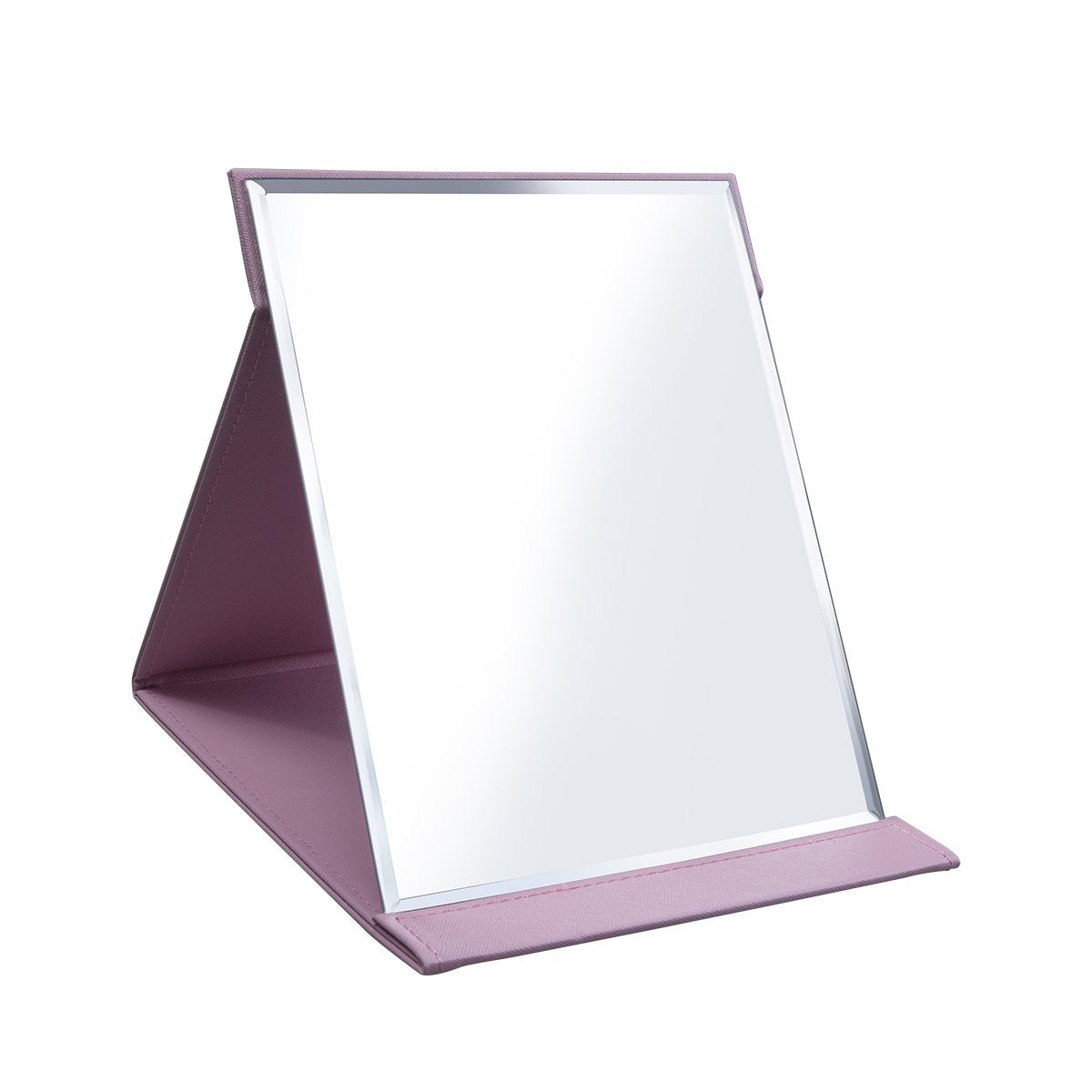 LONGSHENG - SINCE 2001 - Protable PU Leather Mirror Folding Desktop Makeup Mirror with Adjustable Stand for Personal Use,Travelling (L, Pink) Beauty & Personal Care LONGSHENG - SINCE 2001 -