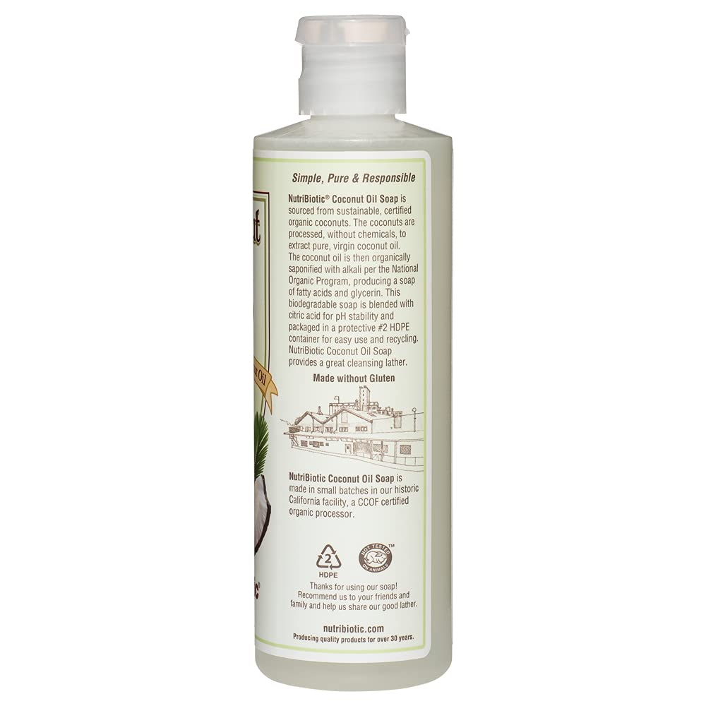 NutriBiotic - Pure Coconut Oil Soap, Unscented 8 Oz | Certified Organic, Unrefined, Biodegradable | Vegan & Made without GMOs, Gluten, Parabens or Beauty & Personal Care NutriBiotic