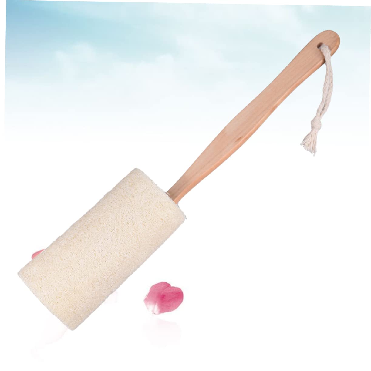 OUNONA Natural Exfoliating Shower Brush with Long Wooden Handle Raw Wood Body Scrubber Loofah for Gentle Bathing and Smooth Skin Suitable for Oily Beauty and Personal Care OUNONA