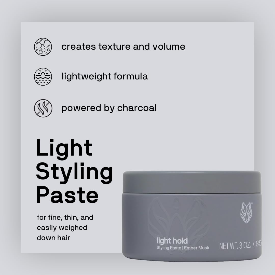 Black Wolf Hair Styling Paste for Men, Light Hold - Water Based Hair Styling Product for All Hair Styles & Types - Barber Grade Non-Greasy & Long Beauty & Personal Care Black Wolf