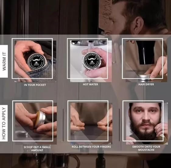 G.B.S Mustache Wax Extra Strong Hold Fragrance Free Inlcudes Handmade Mustache Comb,trimming scissors and Dark Brown Beard Filler Pen Beauty and Personal Care G.B.S