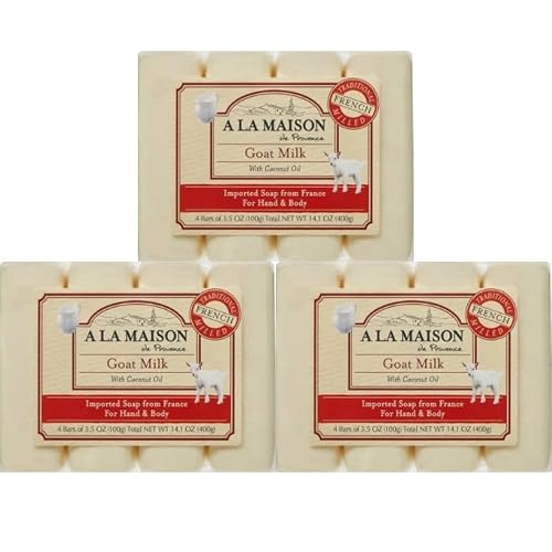 A LA MAISON Goat Milk Bar Soap - Triple French Milled Natural Moisturizing Hand Soap Bar (12 Bars of Soap, 3.5 oz) Beauty & Personal Care A LA MAISON