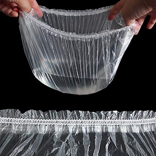 100 Pcs Disposable Plastic Shower Caps Clear Elastic Thick Bath Cap For Women Spa,Home Use,Hotel and Hair Salon Beauty & Personal Care KINGLAKE