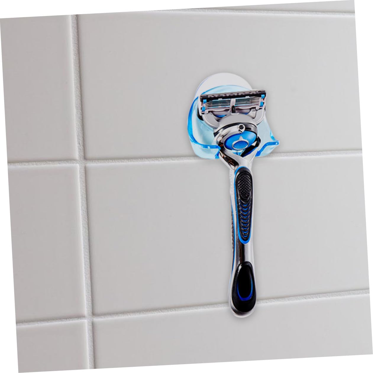 SOLUSTRE 2pcs Strong Suction Cup Razor Holder for Shower Wall Mount Shaver Rack Plastic Grey Beauty and Personal Care SOLUSTRE