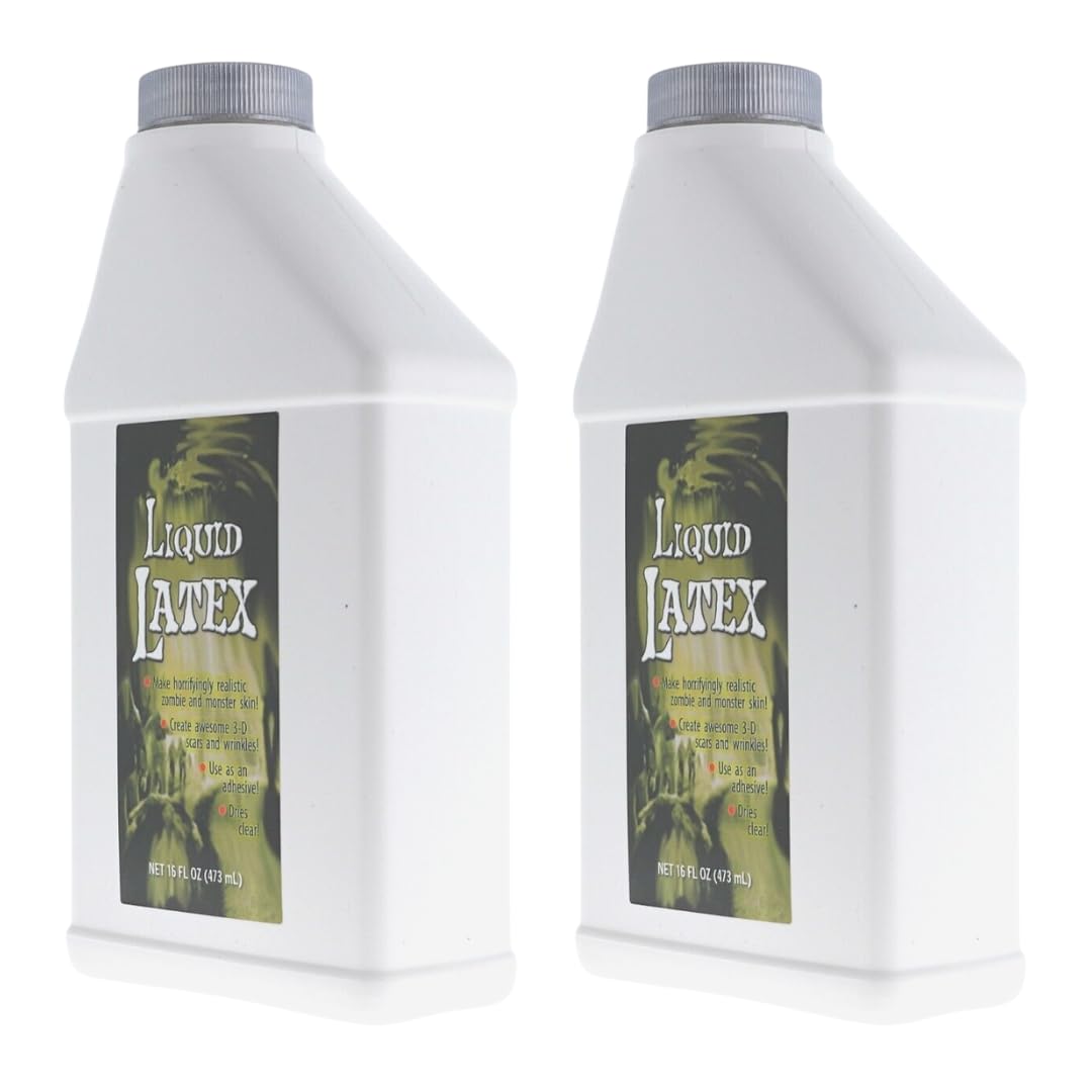 Liquid Latex for Special Effects (2 Pack Set) 16 Oz EACH! Skin-Safe, Dries Clear, Easy Application, for Halloween, Cosplay, Zombie SFX and Movie Beauty & Personal Care Liquid Latex Fashions