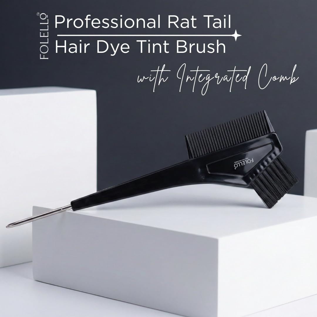 FOLELLO - Pin Tail Hair Coloring Brush with Comb | Hair Dye and Bleach Applicator with Synthetic Bristles and Metal Tail | 23x5cm Beauty & Personal Care FOLELLO