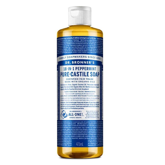 Dr. Bronner's - Pure-Castile Liquid Soap (Peppermint, 16 ounce) - Made with Organic Oils, 18-in-1 Uses: Face, Body, Hair, Laundry, Pets and Dishes Beauty & Personal Care Dr. Bronner's
