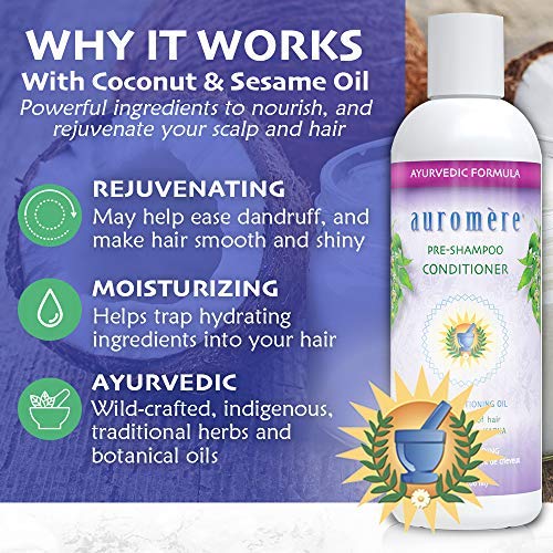Auromere Ayurvedic Pre-Shampoo Conditioner - Vegan, Cruelty-Free, Non-GMO, Moisturizing, Paraben-Free, Sulfate-Free Conditioning Oil for All Hair Beauty & Personal Care Auromere