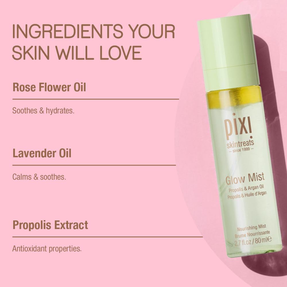 Pixi Beauty Glow Mist | All-Over Mist For Luminous Complexion | Set & Refresh Makeup | Hydrate Skin With 21 Natural Oils | 2.70 Fl Oz Beauty & Personal Care Pixi