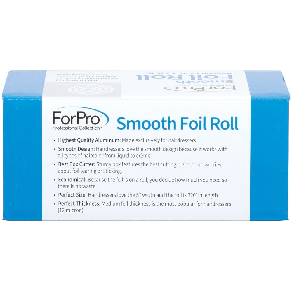 ForPro Professional Collection Smooth Aluminum Foil Roll, 320 Ft Hair Foils for Color Application and Highlighting Services, Silver, Medium, 5" W Beauty & Personal Care ForPro Professional Collection