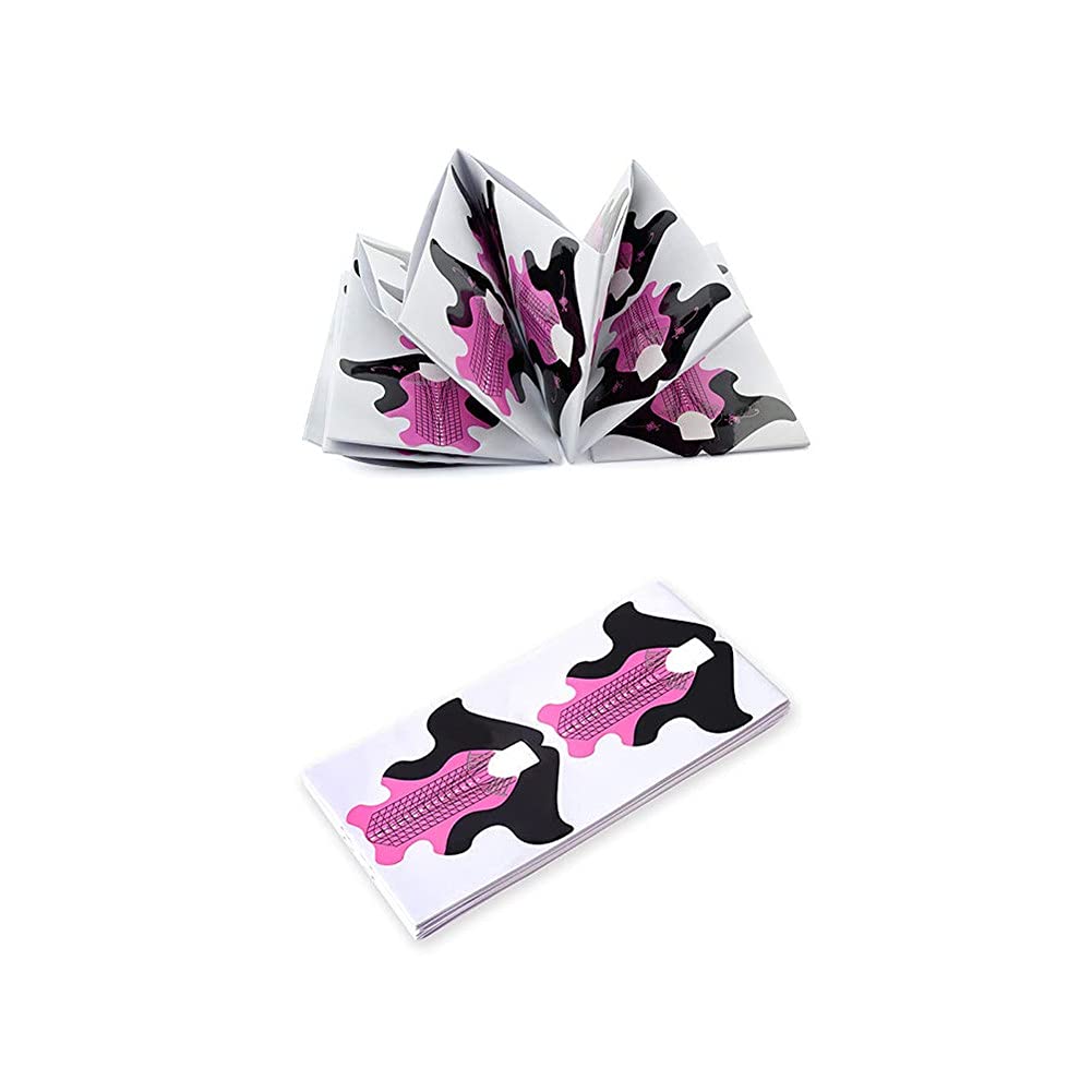 100pcs Extra Long Art Nail Extension Paper Nail Art Tips Guide Sticker French DIY Tool UV GEL Form Guide Stickers (Fish Patten Pink) Beauty & Personal Care AISIBO