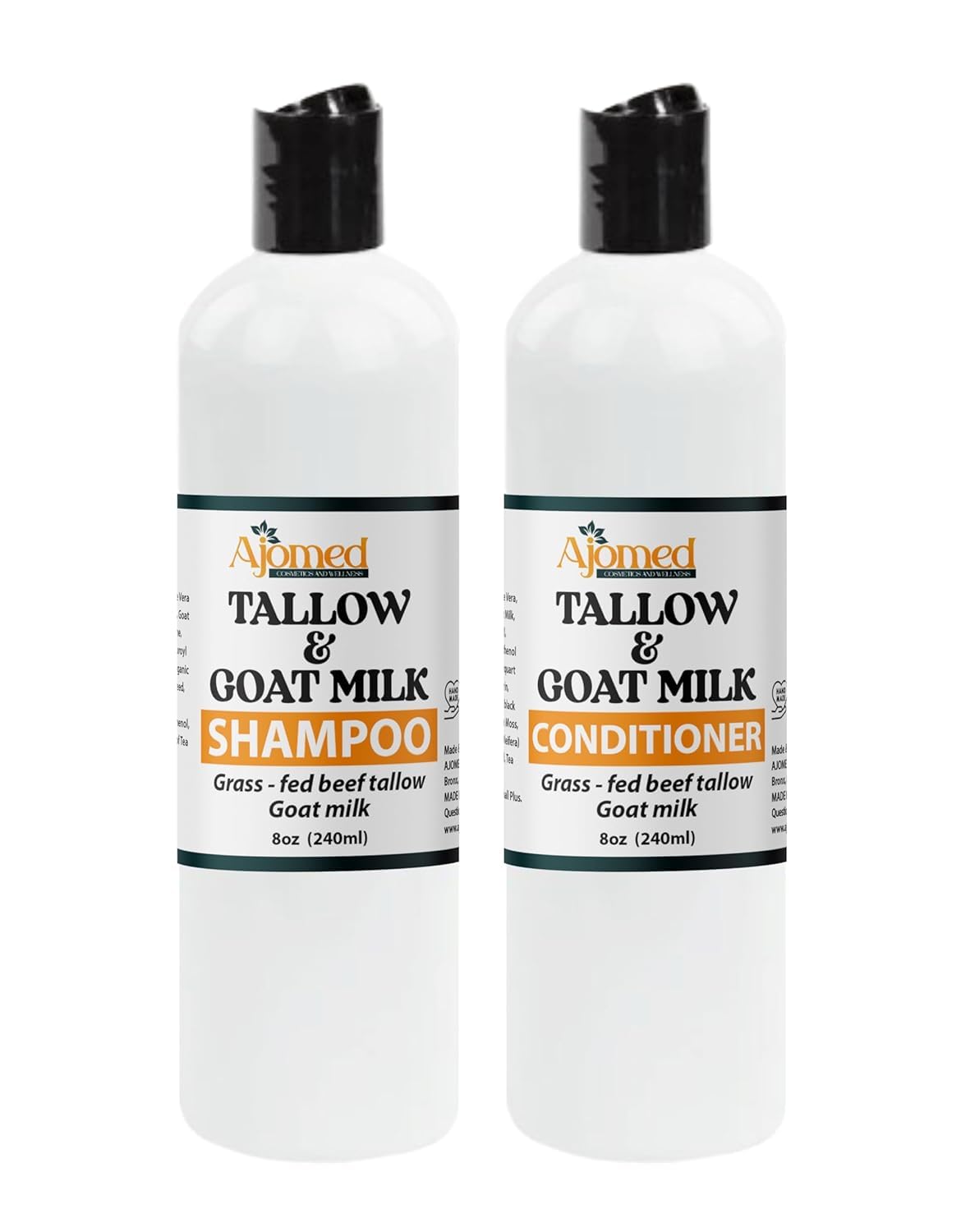 AJOMED Cosmetics Tallow and Goat Milk Shampoo and Conditioner - tallow Hair Hair Growth shampoo for Dry, Damaged hair - Silicone, Paraben, Sulfate Beauty & Personal Care AJOMED COSMETICS