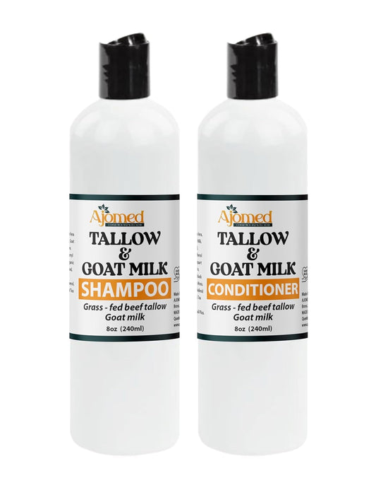 AJOMED Cosmetics Tallow and Goat Milk Shampoo and Conditioner - tallow Hair Hair Growth shampoo for Dry, Damaged hair - Silicone, Paraben, Sulfate Beauty & Personal Care AJOMED COSMETICS