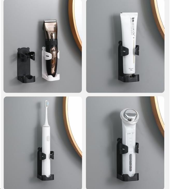 ZWJFDGQM Wall Mount Electric Shaver Holder, Adjustable Bathroom Organizer with Drainage Hole (Black)(Black) Beauty and Personal Care ZWJFDGQM