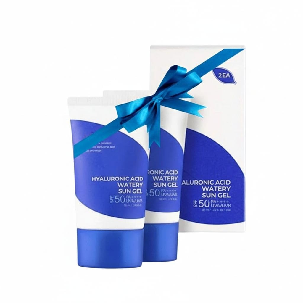 Hyaluronic Acid Watery Sun Gel SPF 50+ PA++++, Lightweight moisturizing Sunscreen with No White Cast,non-sticky UV Protection, 50ml - 2 Pack - Korean Beauty & Personal Care SKINSINS