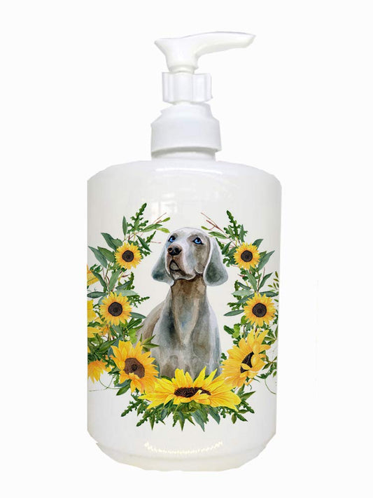 Caroline's Treasures CK2866SOAP Weimaraner in Sunflowers Ceramic Soap Dispenser Hand Soap Dispenser Pump Bottles for Bathroom Kitchen, Empty Beauty & Personal Care Caroline's Treasures