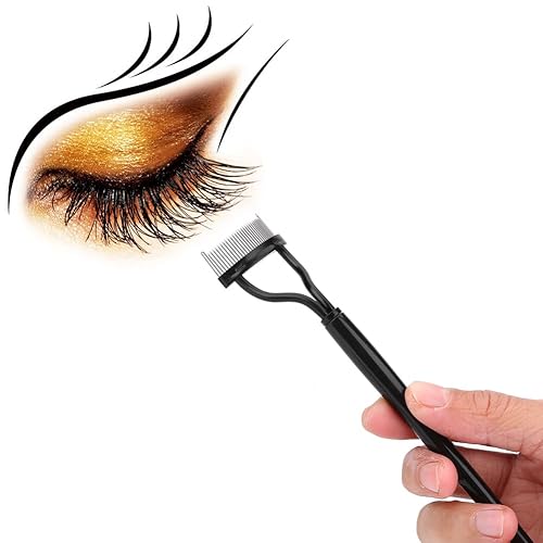 Eye Brow Brush Comb,Eyelash Comb Eyebrow Brush with Steel Needle Mascara Eyebrow Brush for Curling Iron with Eyelash Comb Makeup Brush Tool Beauty & Personal Care Yinhing
