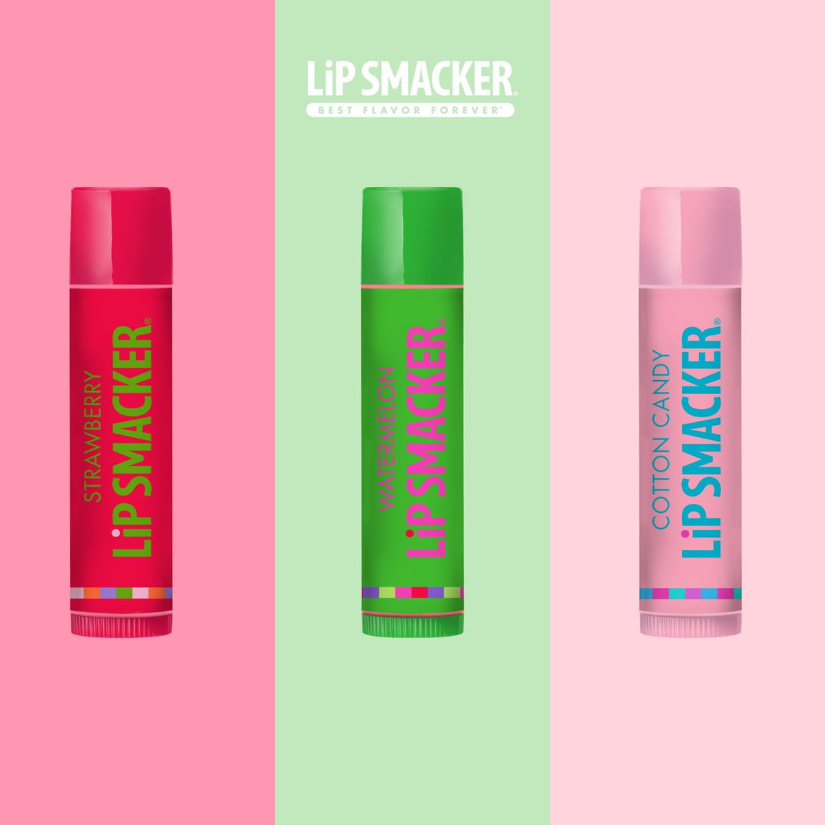 Lip Smackers Flavored Lip Balm Original & Best - Moisturizing, Soothing Trio Strawberry, Watermelon, & Cotton Candy Beauty & Personal Care Lip Smacker