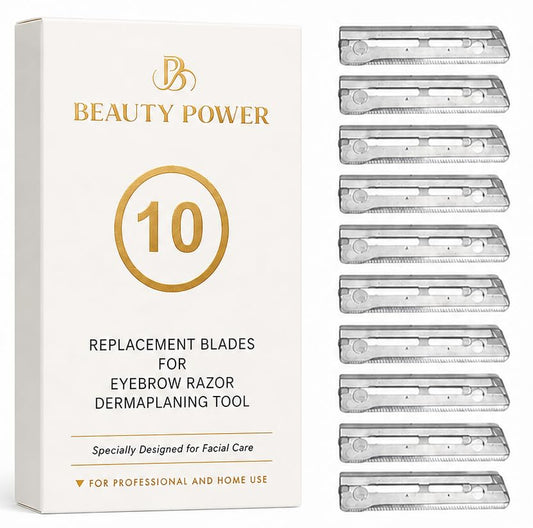 Beauty Power 10 Eyebrow Razor Blades - Face Razors for Women & Men, Eyebrow Trimmer Shaper with Precision Cover, Facial Shaver & Dermaplaning Tool Beauty and Personal Care Beauty Power