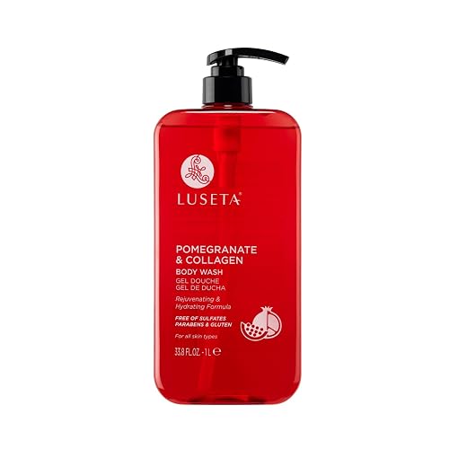 Luseta Pomegranate & Collagen Body Wash Rejuvenating Shower Gel Body Cleanser for All Skin Types Moisturizing and Hydrating Dry Skin 33.8oz Beauty & Personal Care L LUSETA