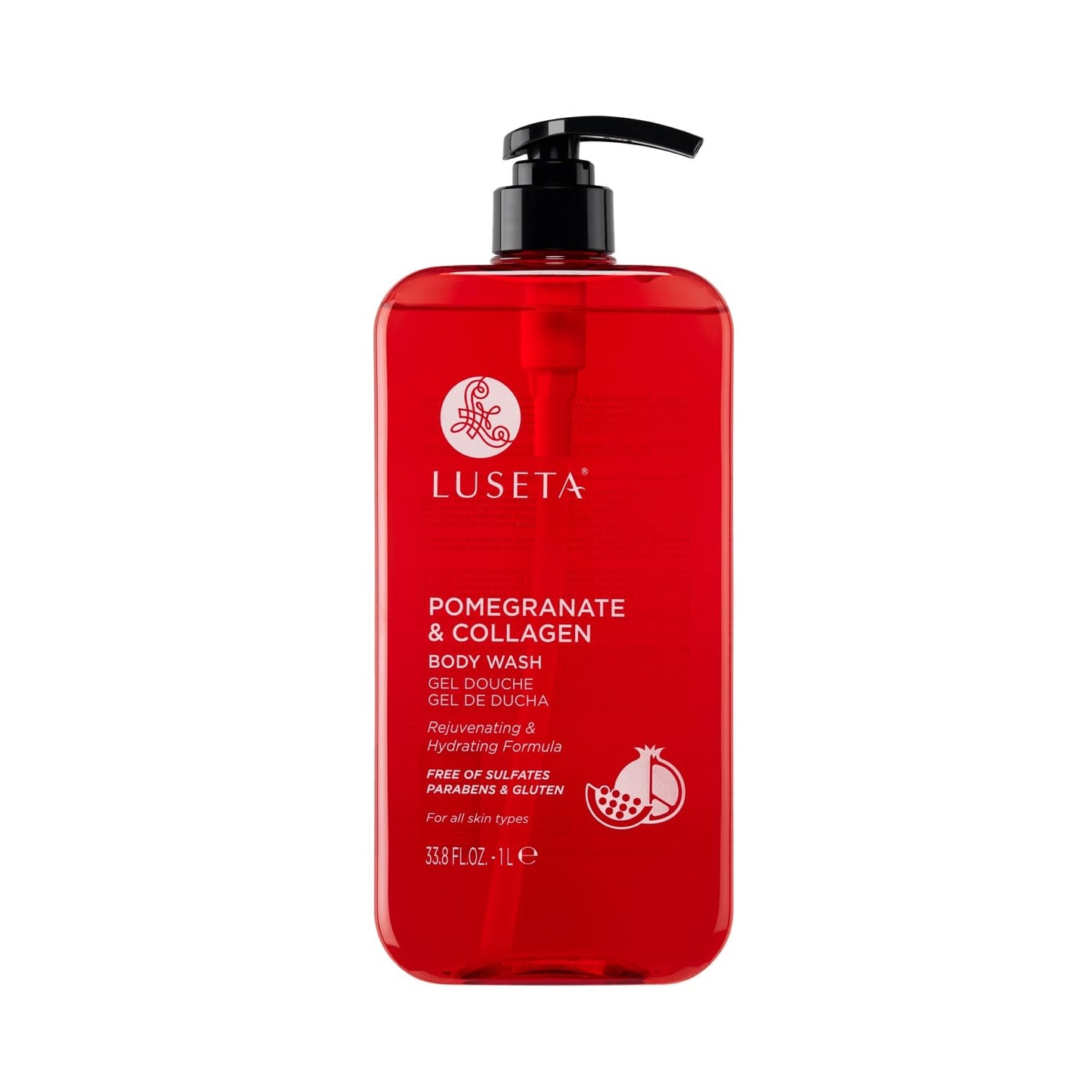 Luseta Pomegranate & Collagen Body Wash Rejuvenating Shower Gel Body Cleanser for All Skin Types Moisturizing and Hydrating Dry Skin 33.8oz Beauty & Personal Care L LUSETA