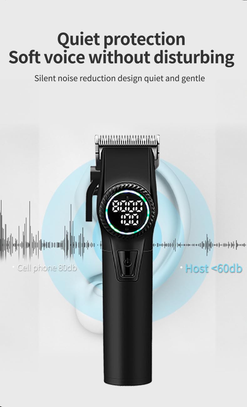 Professional Cordless Hair Clippers for Men - 8000RPM High Speed Motor with Stainless Steel Blades Barber Kit with USB Fast Charging LCD Display 4 Beauty and Personal Care GLESVOWIO