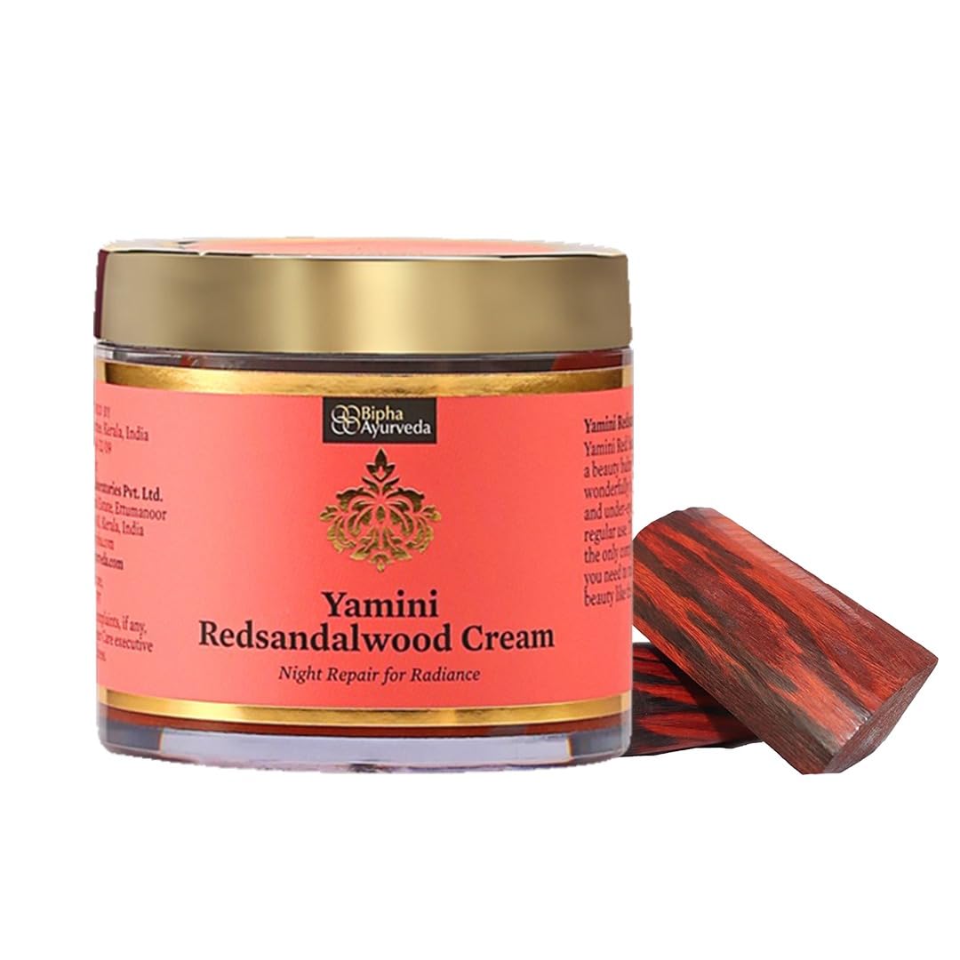 Bipha Ayurveda Yamini Red Sandalwood Face Night Cream With Vitamin E, Red Sandalwood Oil, Virgin Coconut, Almond And Lavender Oil For Flawless Beauty & Personal Care Bipha Ayurveda