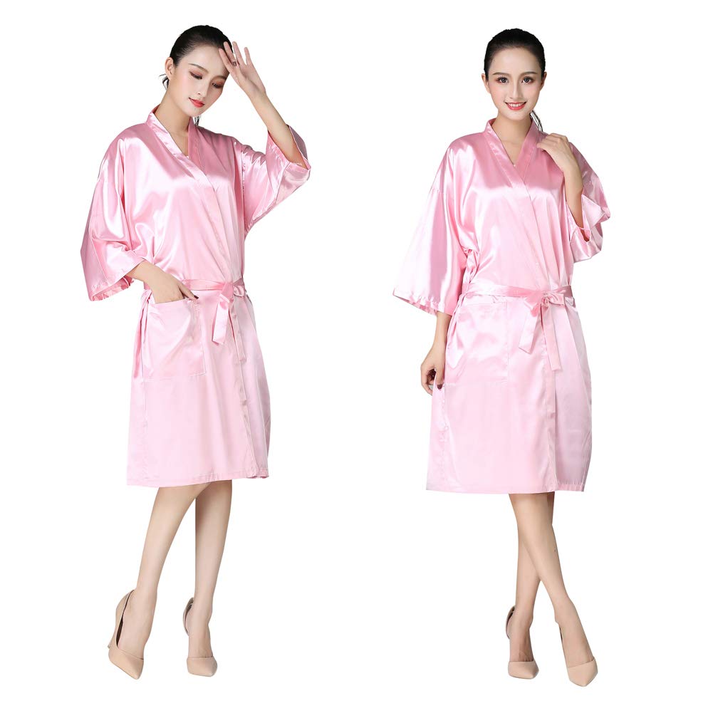 KAHOT Salon Client Gown Robe Cape Imitation Silk Hair Color Barber Smock Kimono Style Hairdressing Dress Beauty SPA Hotel Bathrobe Guest Clothes Beauty & Personal Care KAHOT