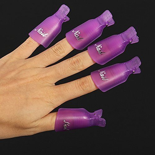 Onwon 10pc Professional Plastic Acrylic Nail Art Soak Off Cap Clip Uv Gel Polish Remover Wrap Cleaner Clip Cap Tool (Purple) Beauty & Personal Care Onwon