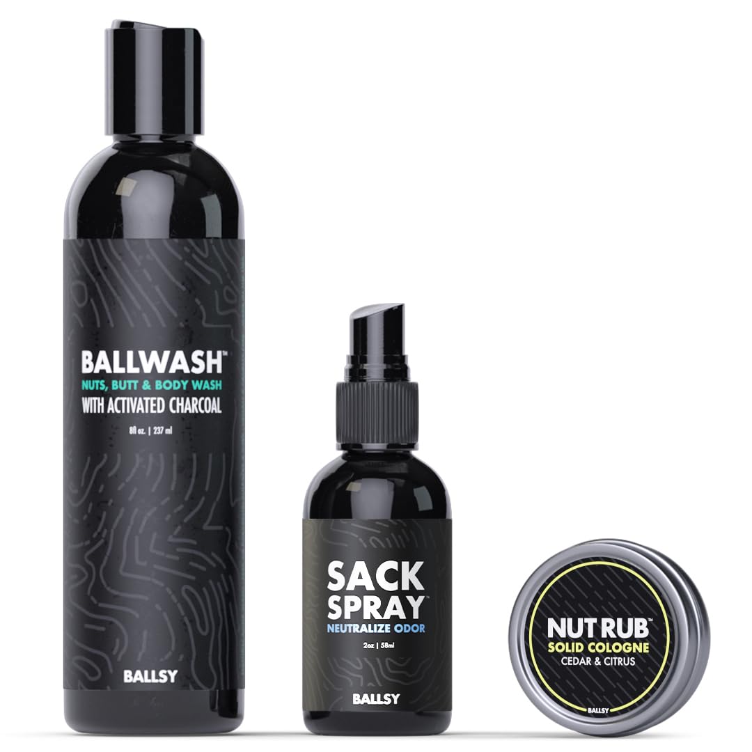 Ballsy Sack Pack, Men's Fresh Kit, Includes Body Wash, Deodorizing Spray and Cologne Rub, Men's Body Care, Ball Wash for Men Gift Pack, Citrus & Cedar Beauty & Personal Care Ballsy