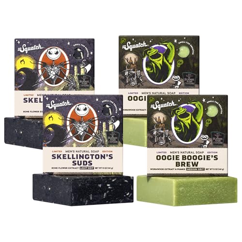 Dr. Squatch Nightmare Before Christmas Collection - Natural 4 Soap Gift Set - Cold Process Soap with No Harsh Chemicals - Skellington Suds, Oogie Beauty & Personal Care Dr. Squatch