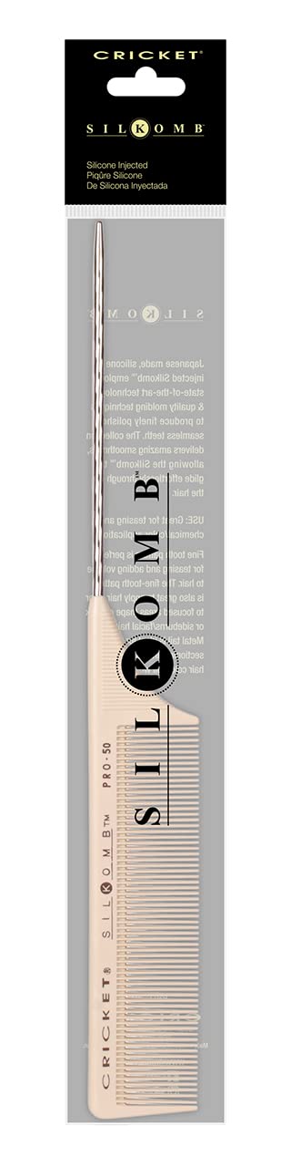 Cricket Silkomb Pro-50 Fine Tooth Rattail Comb for Hair - Precision Styling Tool with Seamless Teeth & Metal Tail for Sectioning, Weaving, and Smooth Beauty & Personal Care Cricket