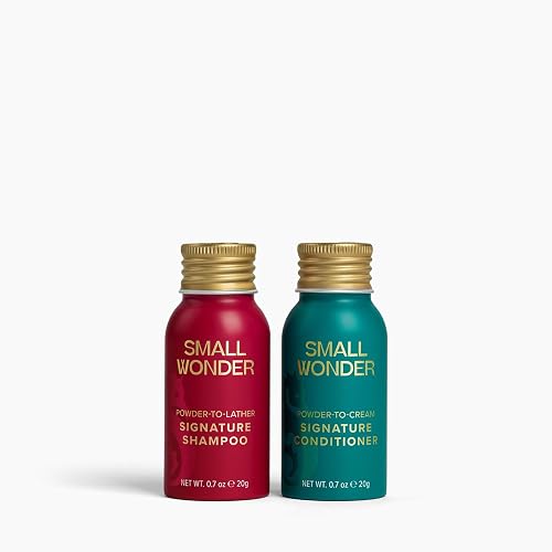 SMALL WONDER® Signature Shampoo and Conditioner Minis Travel Set 0.7oz (Up to 20 Uses) - Sulfate Free, Paraben-Free, Color-Safe, Powder to Creamy Beauty & Personal Care SMALL WONDER