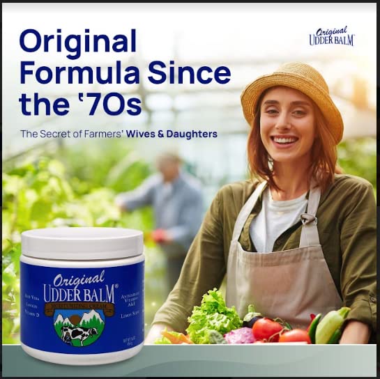 Original Udder Balm Jar - Made in USA - Extra Thick Udder Cream & Hand Balm for Dry Skin, Cracked Heels, Rough Hands - Deep Moisture Heel Cream & Foot Beauty & Personal Care Original Udder Balm