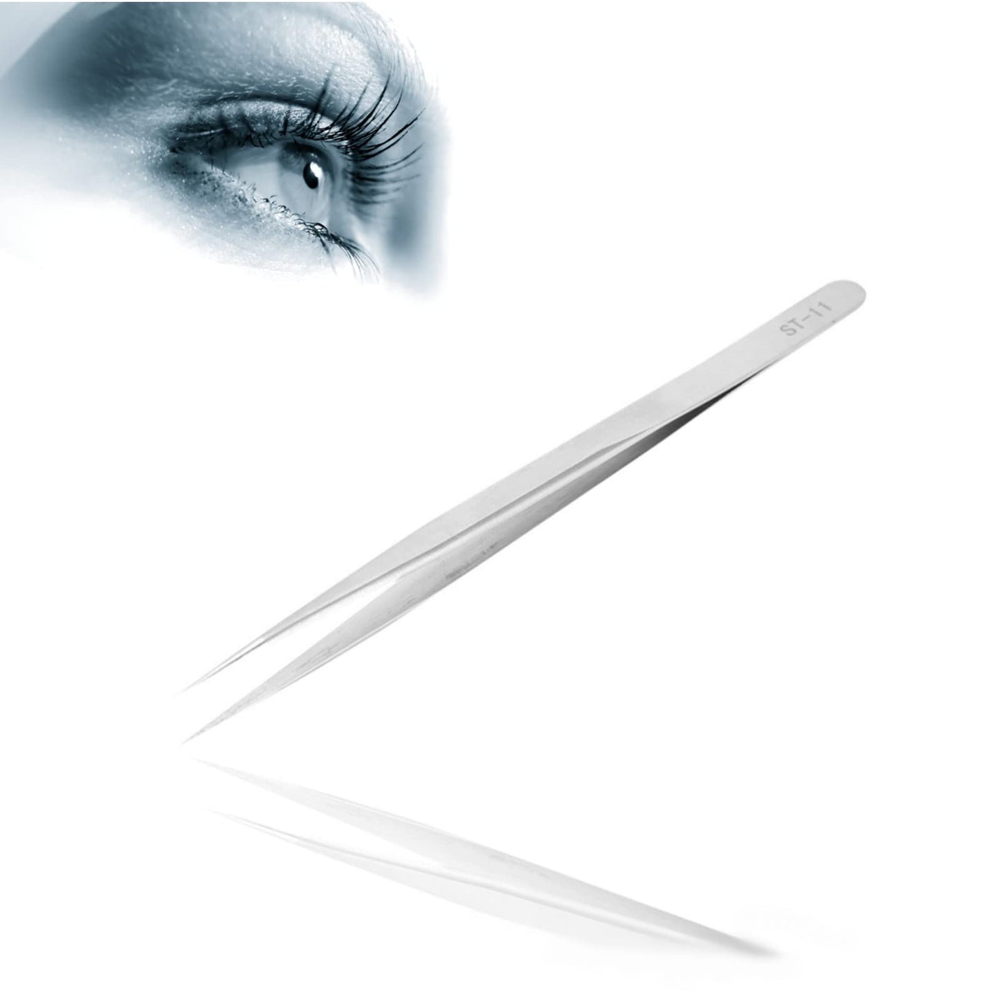 5.51" Stainless Steel Pointed Straight Tweezer, Professional Eyelash Extension Straight Tweezers for Nail Art Hair Eyebrow Beauty and Personal Care Pongnas