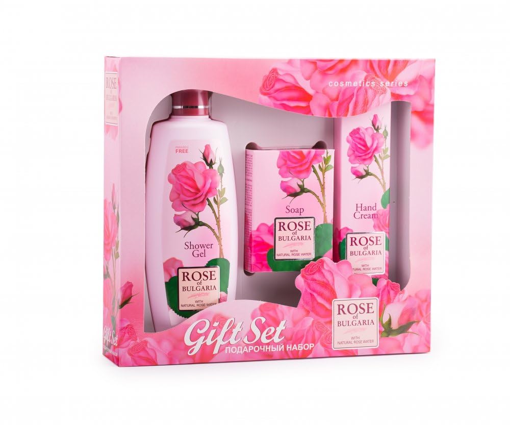 Biofresh Rose of Bulgaria Gift Set: Shower Gel, Cosmetic Soap, Hand Cream with Natural Rose Water Beauty and Personal Care Rosa de Bulgaria