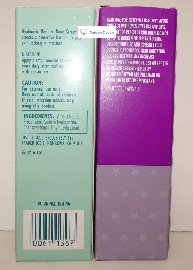 Trader Joe’s Nourish Hyaluronic Moisture Boost Serum & Retinol Night Serum with Baobab Seed Oil 1fl oz 30ml (Two Bottles) Beauty & Personal Care Trader Joe's