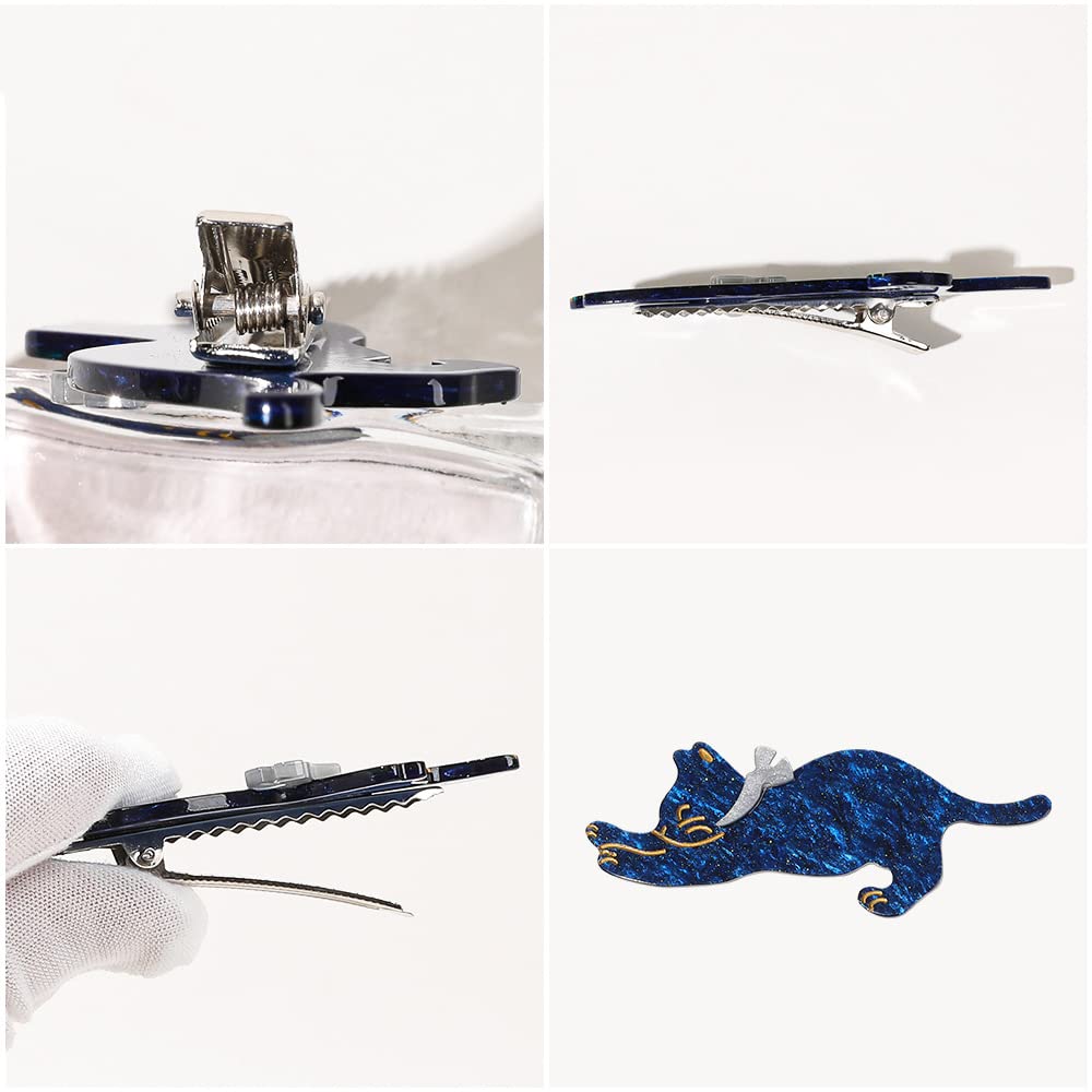 Yusier 4 Pack Acrylic Duckbill Clip Cute Cat Hair Clips for Women and Girls Bangs Clip Shark Clip Starry Sky Pattern Hair Clips Hair Decoration Beauty & Personal Care Yusier