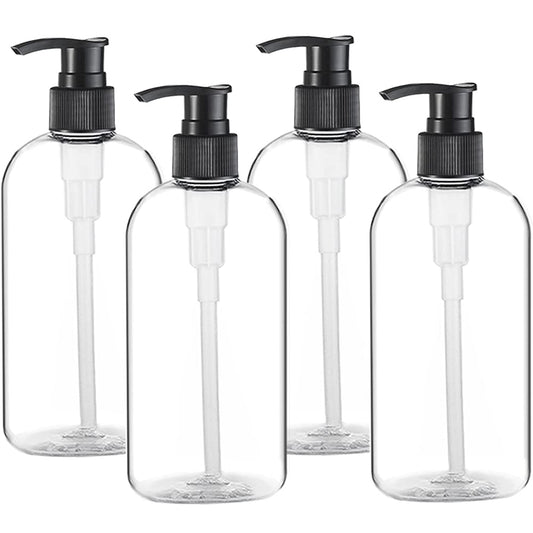 Empty Plastic Pump Bottles Dispenser 4 Pack 16oz/500ml Portable Clear BPA-Free Cylinder Shampoo Lotion Hand Pump Bottle Durable Refillable Containers Beauty and Personal Care Vioetry Default Title