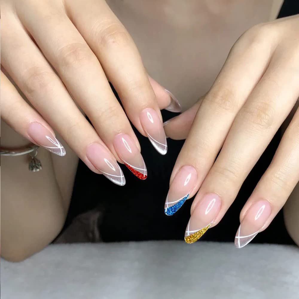 French Nail Art Sticker, 3D Self-Adhesive French Nail Decals Tips V Shape Nail Guides for Manicure DIY Nail Decoration (8Sheets) Beauty & Personal Care Qdsuh