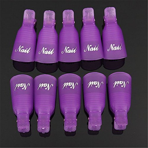 Onwon 10pc Professional Plastic Acrylic Nail Art Soak Off Cap Clip Uv Gel Polish Remover Wrap Cleaner Clip Cap Tool (Purple) Beauty & Personal Care Onwon