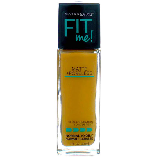 Maybelline New York Fit Me! Matte + Poreless Foundation, Warm Honey [322] 1 oz (Pack of 2)