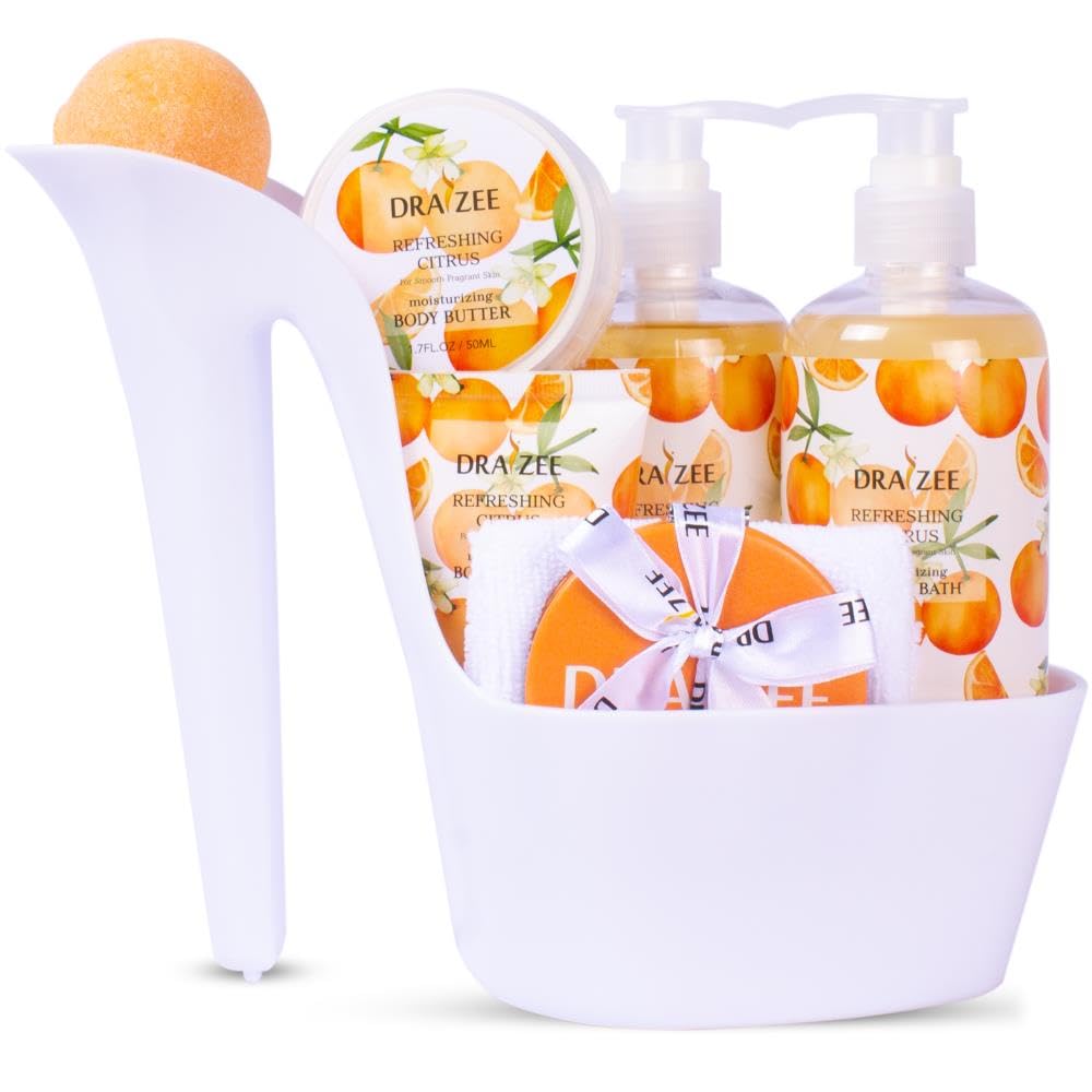 Draizee Heel Shoe Spa Gift Basket for Women, 8 Pc Citrus Scented Beauty and Personal Care Draizee